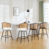 Lagrein II Swivel Counter Stool in White Jaen Leather with Rattan Backrest