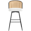 Lagrein II Swivel Bar Stool in White Sacy Fabric with Rattan Backrest