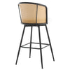 Lagrein II Swivel Bar Stool in White Sacy Fabric with Rattan Backrest