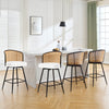 Lagrein II Swivel Counter Stool in White Sacy Fabric with Rattan Backrest