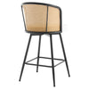 Lagrein II Swivel Counter Stool in White Sacy Fabric with Rattan Backrest