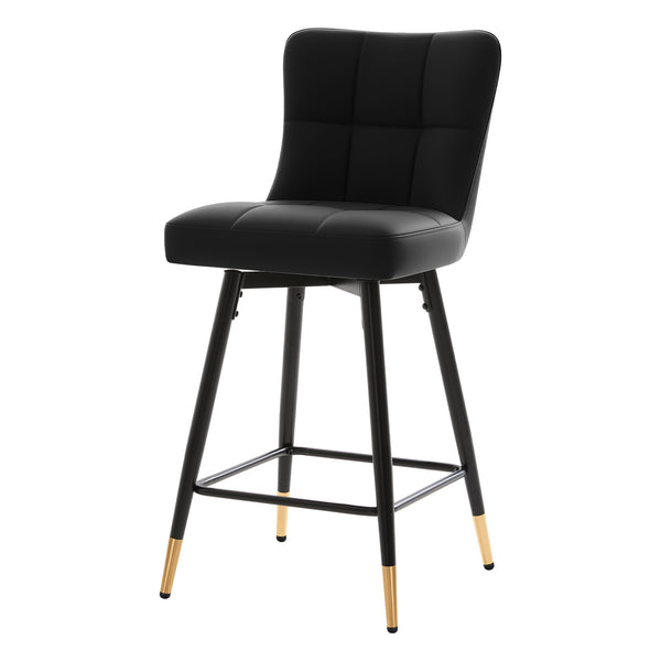 Light Lager Swivel Counter Stool in Black Jaen Leather