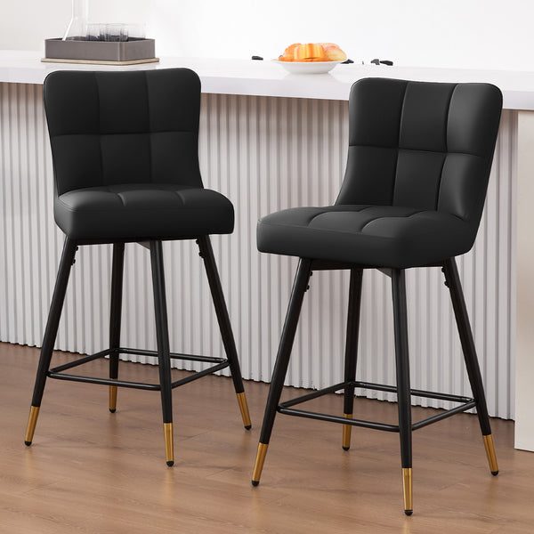 Light Lager Swivel Counter Stool in Black Jaen Leather