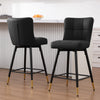 Light Lager Swivel Counter Stool in Black Jaen Leather