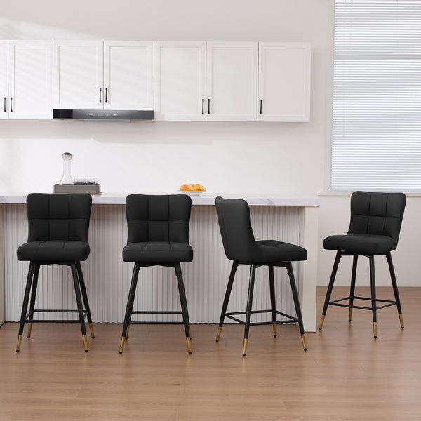 Light Lager Swivel Counter Stool in Black Jaen Leather