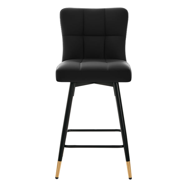 Light Lager Swivel Counter Stool in Black Jaen Leather