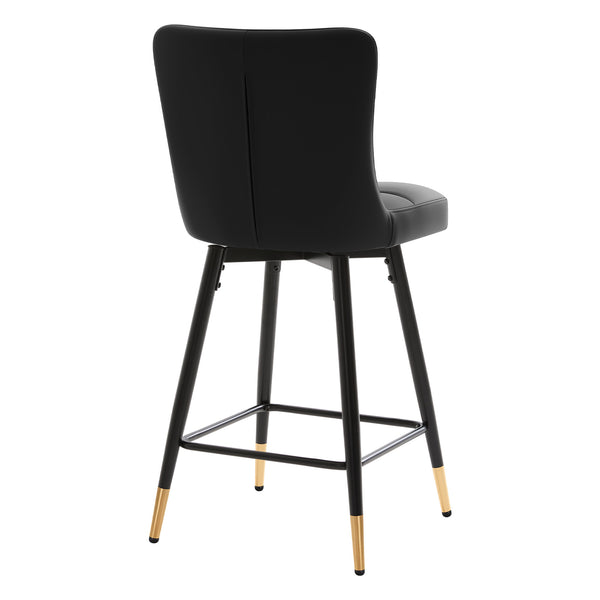 Light Lager Swivel Counter Stool in Black Jaen Leather