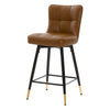 Light Lager Swivel Counter Stool in Brown Rebo Leather