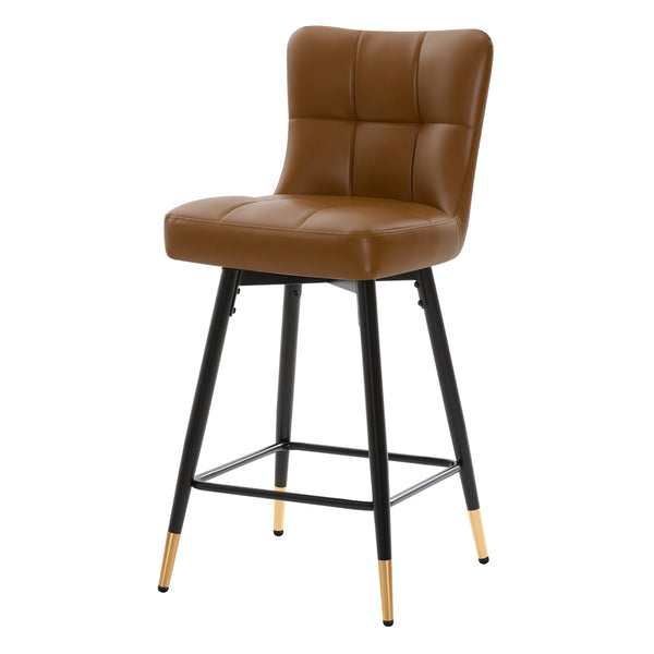 Light Lager Swivel Counter Stool in Brown Rebo Leather