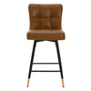 Light Lager Swivel Counter Stool in Brown Rebo Leather