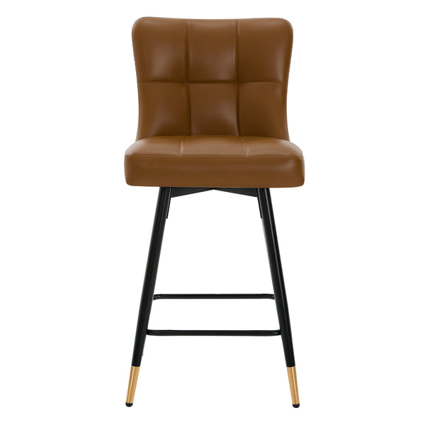 Light Lager Swivel Counter Stool in Brown Rebo Leather