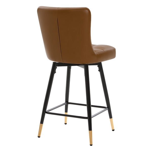 Light Lager Swivel Counter Stool in Brown Rebo Leather