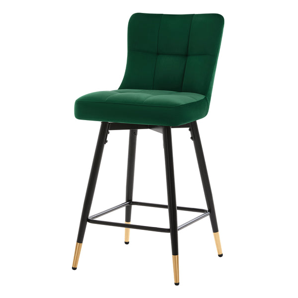 Light Lager Swivel Counter Stool in Green Azal Velvet