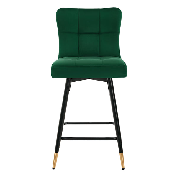 Light Lager Swivel Counter Stool in Green Azal Velvet