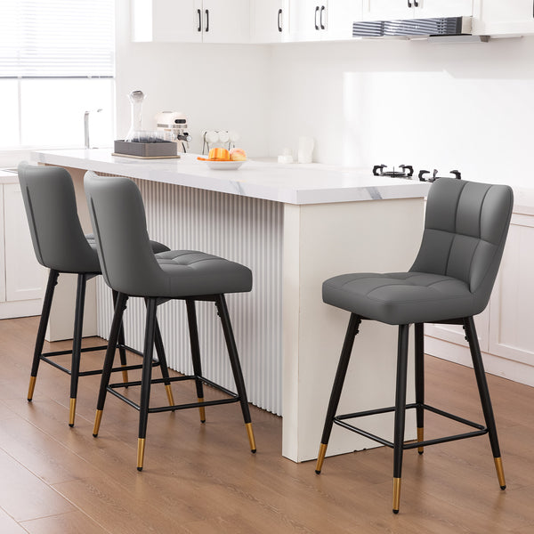Light Lager Swivel Counter Stool in Slate Jaen Leather