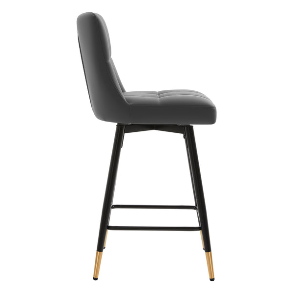 Light Lager Swivel Counter Stool in Slate Jaen Leather
