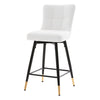 Light Lager Swivel Counter Stool in White Jaen Leather