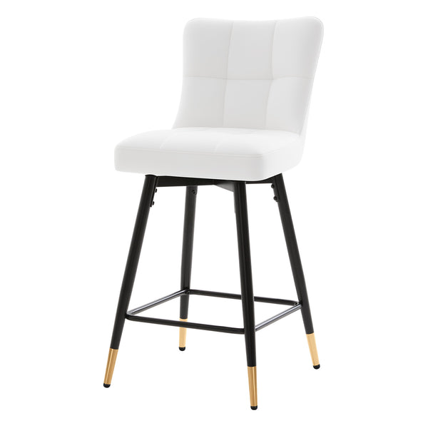 Light Lager Swivel Counter Stool in White Jaen Leather
