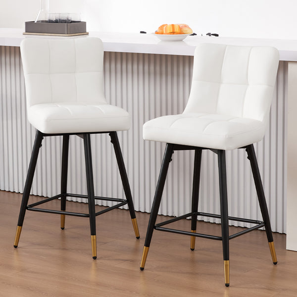 Light Lager Swivel Counter Stool in White Jaen Leather