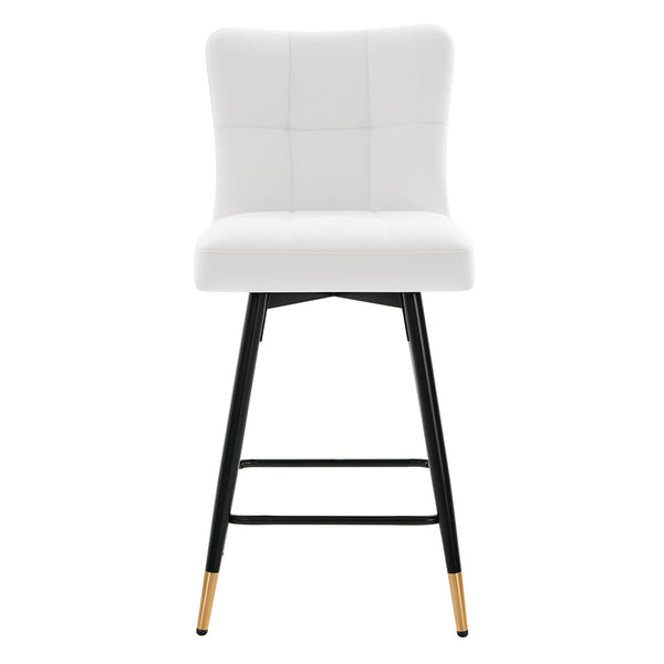 Light Lager Swivel Counter Stool in White Jaen Leather