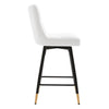 Light Lager Swivel Counter Stool in White Jaen Leather