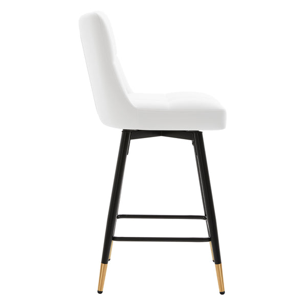 Light Lager Swivel Counter Stool in White Jaen Leather