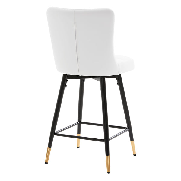 Light Lager Swivel Counter Stool in White Jaen Leather