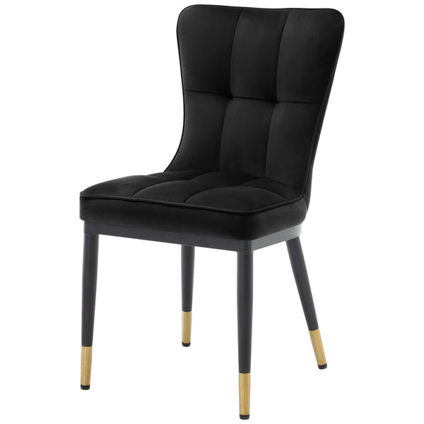 Light Lager Dining Chair in Black Azal Velvet