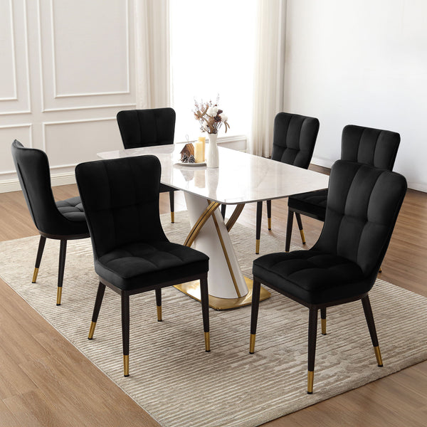 Light Lager Dining Chair in Black Azal Velvet