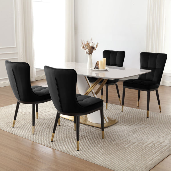 Light Lager Dining Chair in Black Azal Velvet