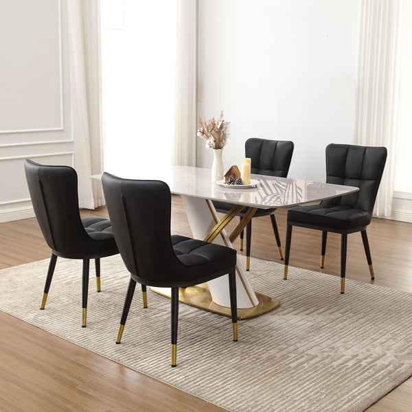 Light Lager Dining Chair in Black Jaen Leather
