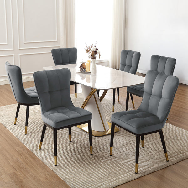 Light Lager Dining Chair in Gray Azal Velvet