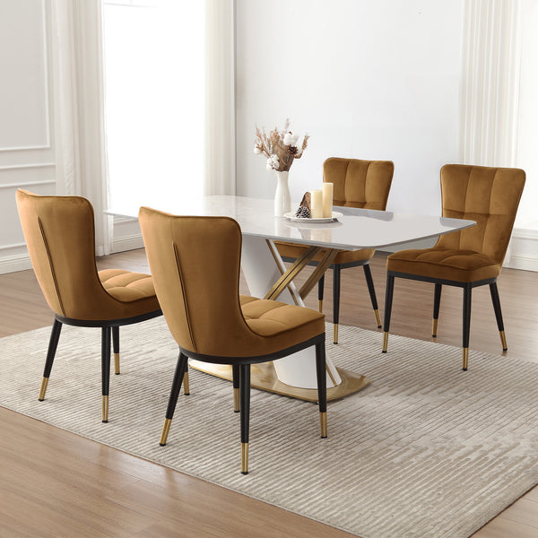 Light Lager Dining Chair in Khaki Azal Velvet