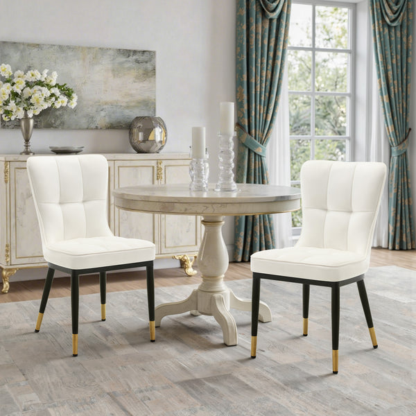 Light Lager Dining Chair in White Azal Velvet
