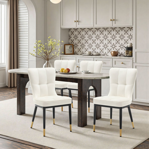 Light Lager Dining Chair in White Azal Velvet