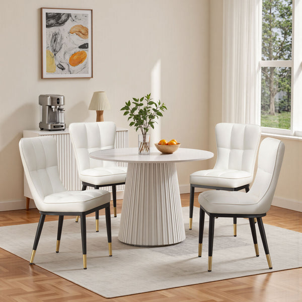 Light Lager Dining Chair in White Jaen Leather