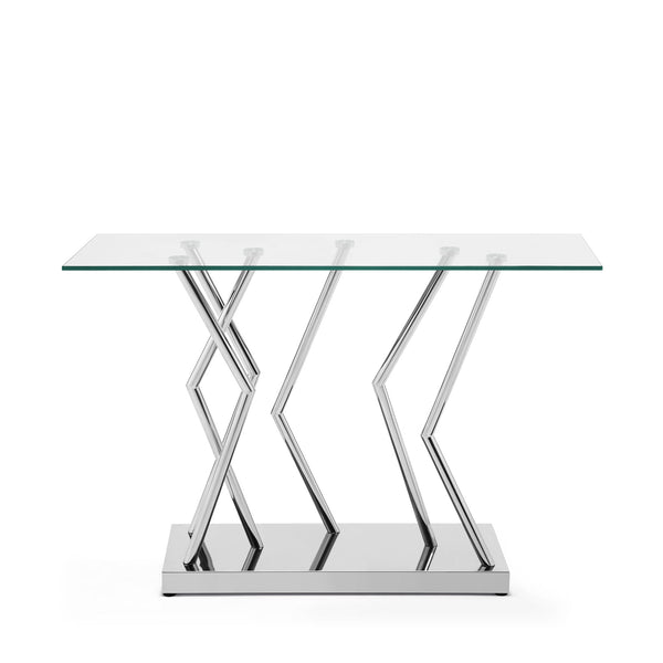Lingtren Console Table in Chrome Finish with Glass Top