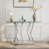 Lingtren Console Table in Chrome Finish with Glass Top