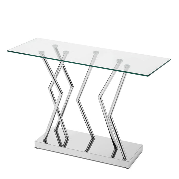 Lingtren Console Table in Chrome Finish with Glass Top