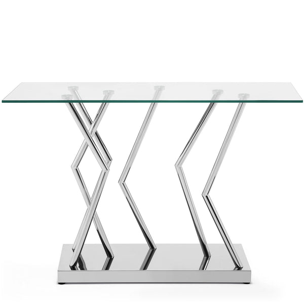 Lingtren Console Table in Chrome Finish with Glass Top