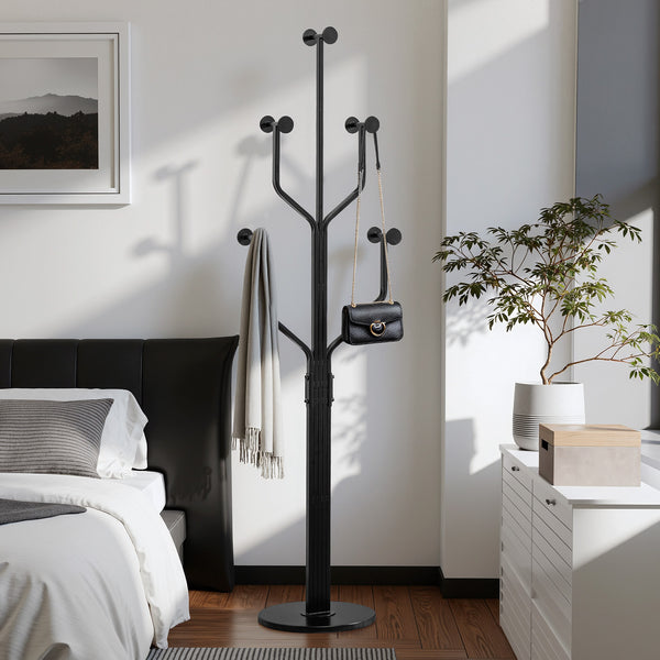 Lonzo Coat Rack in Black Finish, Black Marble Base