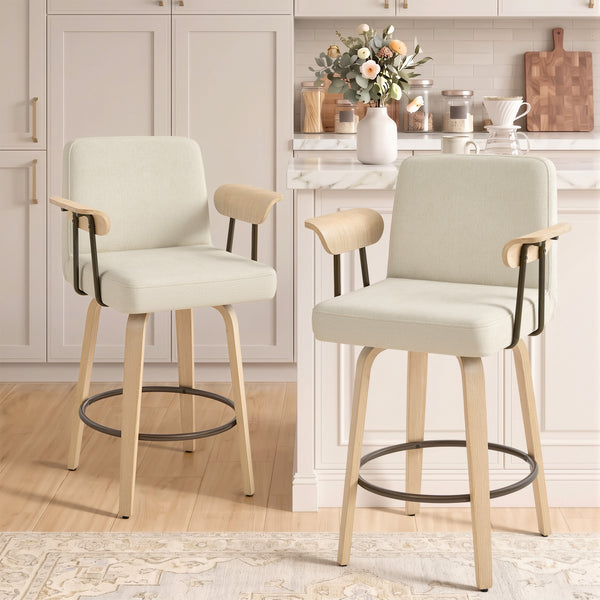 Malvasia II Counter Stool in Beige Fiano Fabric