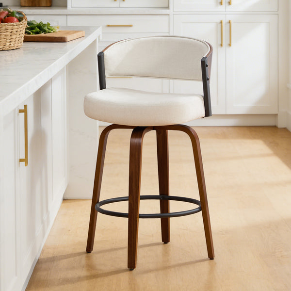 Malvina Counter Stool in Beige Grzi Fabric