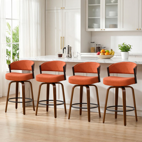 Malvina Counter Stool in Orange Grzi Fabric