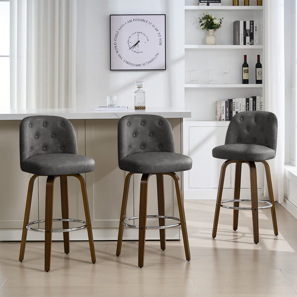 Medina Bar Stool in Black Hron Leather, Bar Height