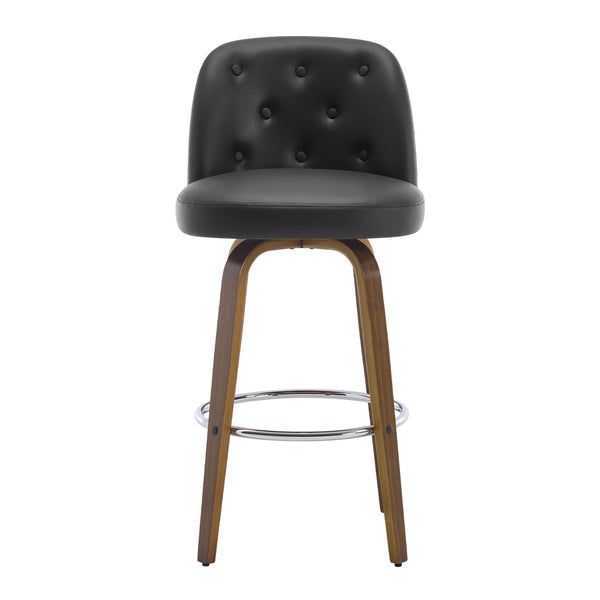 Medina Bar Stool in Black Hron Leather, Bar Height