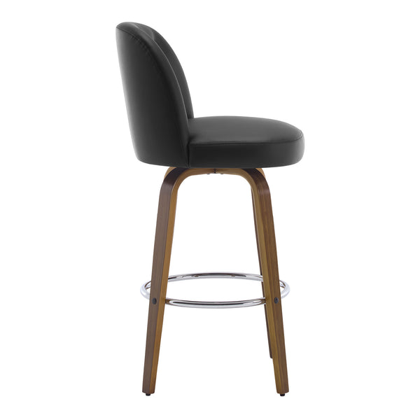 Medina Bar Stool in Black Hron Leather, Bar Height