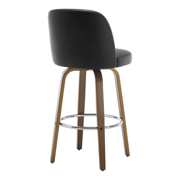 Medina Bar Stool in Black Hron Leather, Bar Height