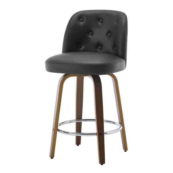 Medina Bar Stool in Black Hron Leather, Counter Height