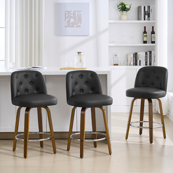 Medina Bar Stool in Black Hron Leather, Counter Height